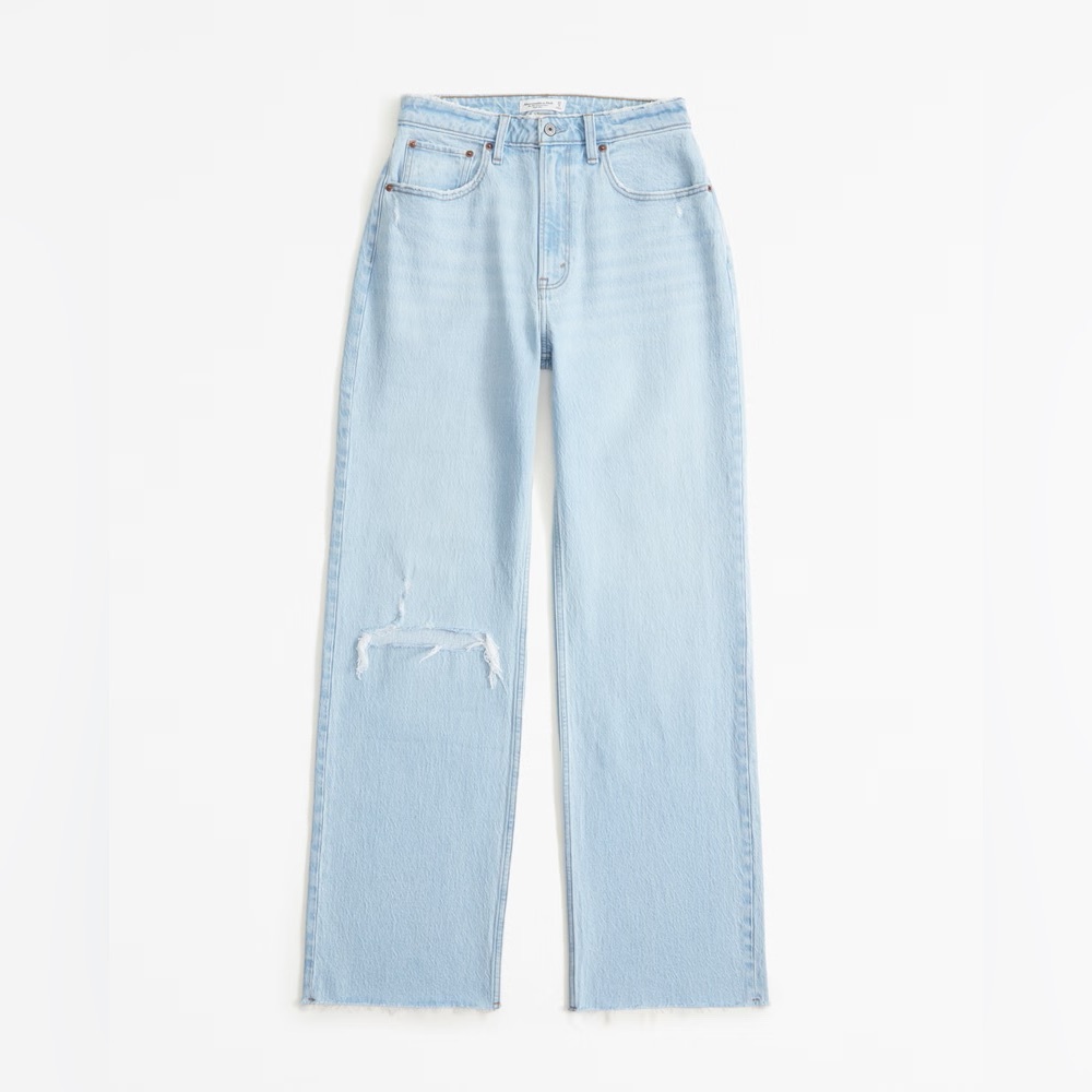 abercrombie 90s relaxed jeans high rise curve love light destroy